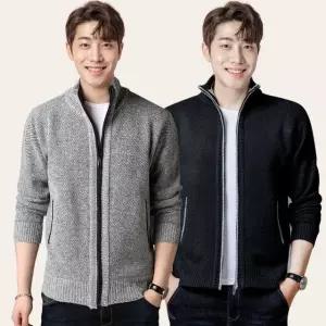 남성 지퍼 가디건 하프넥 기모 풀 집업 니트 자켓 집업가디건 남성니트 (WD2AED2)