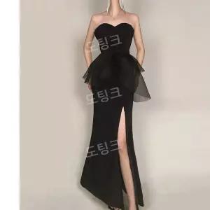 촬영 웨딩 오프숄더 블랙 이브닝드레스 연회 드레스