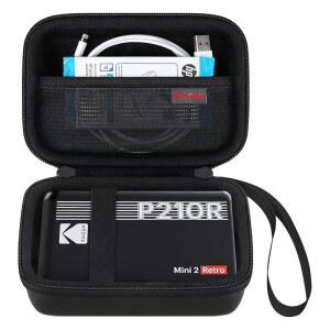 ELONBO KODAK 미니 2 레트로 5.1X7.6CM(2X3인치) 카메라용 P210R 카트리지 블랙 휴대용 디지털 인화지에 C210R 4PASS 인스턴트 필름 2-IN-1 포토 케이스, 백, 맞는 메시 샷 프린터 /코닥