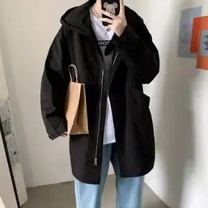 롱기장 야상 점퍼 후드 집업 자켓 여유핏 간절기 심플 아노락 후리스집업 (WB75DF1)