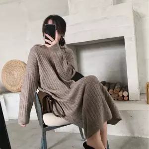 셀럽하우스 데일리 원피스 왕골지 후드 니트 루즈핏 롱 여자