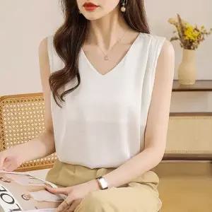 셀럽하우스 여성 베이직 민소매 블라우스 브이넥 포멀 오피스룩