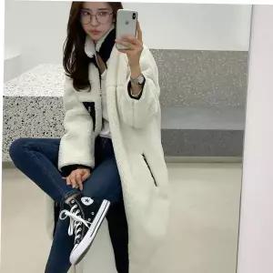 뽀글이후리스 여성 가을 겨울 캐쥬얼 롱후리스 배색 코트 레귤러핏