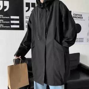 블랙 검정 야상점퍼 남성용 롱자켓 후드집업 스타일 남자점퍼