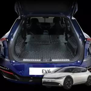 칸 KHAN 기아 EV6 전용 트렁크 매트 풀 커버 퀄팅 카본 가죽 기스 방지 차박 튜닝