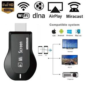 크롬캐스트오디오 Anycast TV 스틱 1080P 스크린 미러 동글 무선 DLNA 디스플레이 HDMI 호환 어댑터 IOS 안드로이드용 에어플레이 미라캐스트