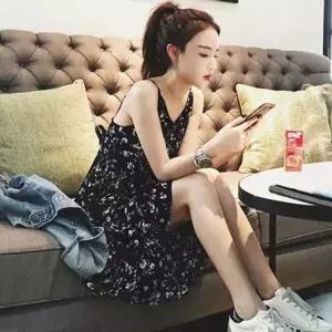 AL684 플라워 프릴 끈나시 DS 밑단 원피스-WD5B8C8