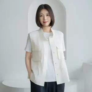 엄마옷 마담4060 린넨조끼 여성 데일리 사파리 -YVE2606001-