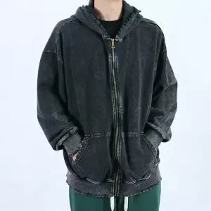 롤프 남성 남자 후드 집업 가디건 빈티지 구제 지퍼 스톤워싱