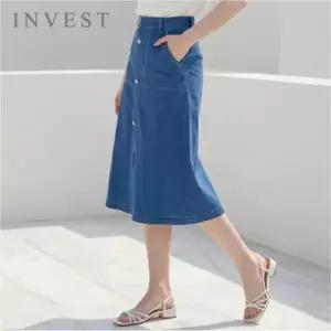 [인베스트] 스티치 라인 버튼 데님 스커트_IN6M1SK8561