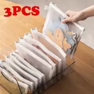 3pcs 보관 가방 pc 빌딩 블록 퍼즐 하위 패키지 작은 입자 지퍼 투명 마무리 상자