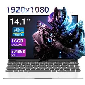 14.1인치  슬림 노트북 16GB 램 2TB SSD 윈도우 11 인텔 N3700 게이밍 1920x1080 디스플레이 사무용 학습용