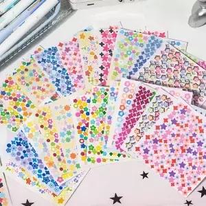 Starstorm 24 시트 홀로그램 및 매트 미니 스티커 북 8x8cm 미적 저널링 용품 플래너 스크랩북 데코