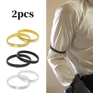 2pcs 남자 탄성 팔 밴드 셔츠 슬리브 홀더 금속 가터 미끄럼 방지 커프스 의류 액세서리 반지 새로운