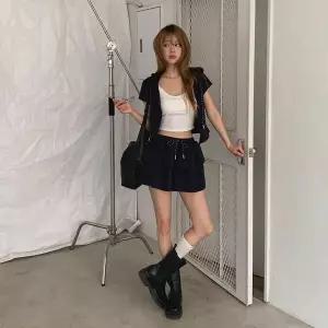 [하프클럽/]여자 체형커버 여리핏 반팔 후드집업 캉캉 미니스커트 데일리