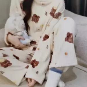 여성 상하의 홈웨어 곰돌이 파자마 캐릭터 수면잠옷