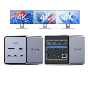 TOBENONE 16-IN-1 노트북 도킹 스테이션 모니터(150W 전원 공급 장치 HDMI 3개 2.5GBPS 이더넷 USB 7개 THUNDERBOLT 5 / 4 3 WINDOWS DELL LENOVO HP ASUS용) cV3