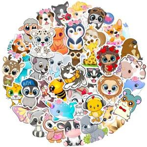 50pcs 귀여운 혼합 동물 스티커 전화 케이스 노트북 보드 팩 어린이 장난감