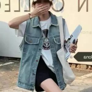 빈티지 올풀림 루즈핏 청 데님 조끼 여름 필수 아이템