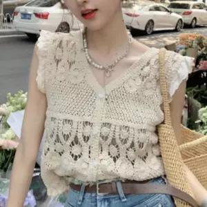 여름 크로셰 자수 베스트 여성 조끼 패션 아이템