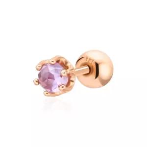 14K 볼륨컷 탄생석 3mm 2월 자수정 피어싱 귀걸이 한쪽 JNE23033