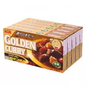 SB 골든카레 (중간매운맛) 198g x 5 일본 커리 에스비 고체 고형