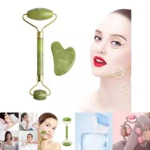 OC1259 피부관리 마사지 천연옥 라운드롤러 괄사세트/마사지롤러/마사지스틱/얼굴마사지기구/림프마사지