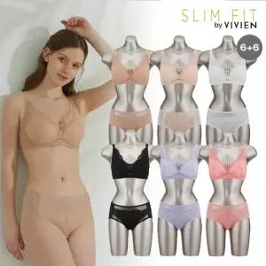 비비안 [6+6] 슬림핏 커버업 V핏 노와이어 브라팬티세트