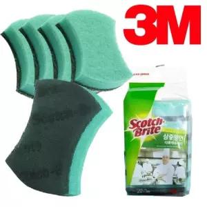 3M 삼중 양면 다목적 수세미 프로 5개/강력/스펀지/얼룩/주방/청소/제거/식당/부엌/가게/학교/세트/설거지