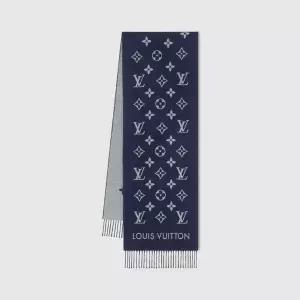 [LOUIS VUITTON]루이비통 올 어바웃 모노그램 울 100% 스카프 네이비 블루 147408093