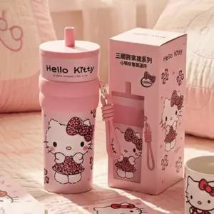 헬로키티 호피 프리미엄 스텐 텀블러 물통 물병 660ml-핑크