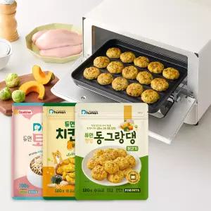 듀먼 반려견 수제 간식 오븐구이 토핑닭안심 + 치킨텐더 + 동그랑댕 3종 6팩