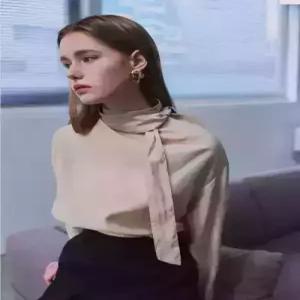 제너럴아이디어 generalideastandard 실키 스카프 블라우스 BEIGE GF1LBL507