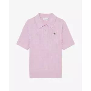 라코스테 26SS 여성 케이블 스웨터 폴로 셔츠 PF607E-56G Z4H라벤더 핑크 1047225
