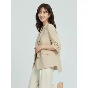 [꼼빠니아]핀턱 슬리브 7부 백 버튼 자켓 CU24JK2122493A_P423379087
