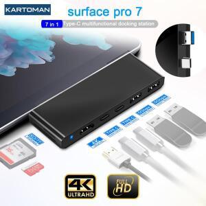 KARTOMAN USB 3.0 허브 4K HDMI 호환 기가비트 이더넷 유형 C 어댑터 Microsoft Surface Pro 7 노트북 도킹