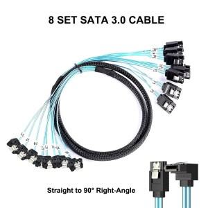 0.5m 1m SATA 3.0 케이블 90도 직각 SATA-데이터 Nas 서버-Raid SDD HDD CD DV용 SAS/SATA-12Gbps