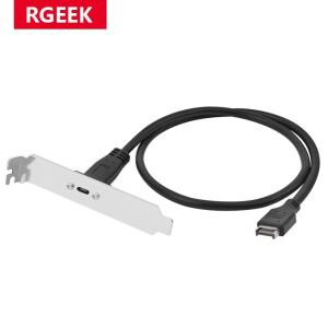 RGEEK 50cm USB 3.1 전면 패널 헤더 -E-USB-C  C 암 커넥터 연장 와이어 케이블 + 장착 나사