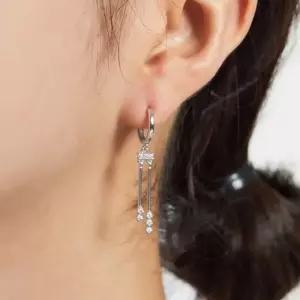 엘렌쥬얼리 실버 Silver 925 잘로 큐빅 원터치 드롭 은 귀걸이