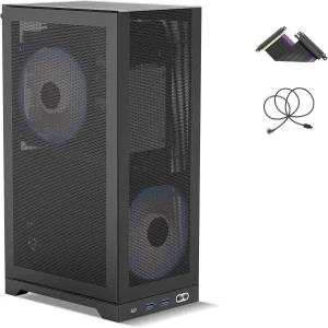 L300 메쉬 미니 ITX 핸들드 PC 케이스 듀얼 리버스 PCIe 3.0 라이저 케이블 및 DP 4 SFX/SFX-L PSU H20mm