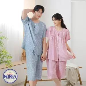 [하프클럽/]커플잠옷 여성 남성 반팔 잠옷 신혼부부 연인 파자마 M2004_6004