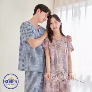 [하프클럽/]커플잠옷 여성 남성 반팔 잠옷 신혼부부 연인 파자마 M1902_5902