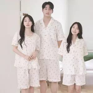 [하프클럽/]여성 잠옷 남자 파자마 반팔 커플잠옷 신혼부부 연인 24S201-101(CR