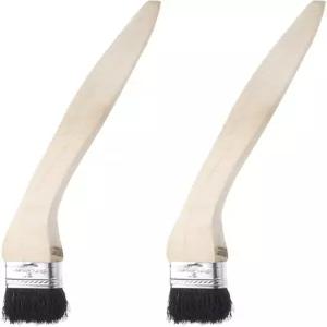 uxcell 2pcs 구부러진 라디에이터 페인트 브러시 1인치 너비 곡선 벽 긴 나무 손잡이가 있는 부드러운