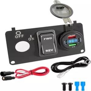 전진 후진 스위치가 있는 JVWKPU 골프 카트 키 플레이트 PD 30W USB-C 및 QC3.0 고속 충전이 가능한 교체
