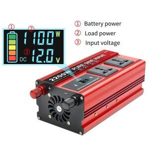 차량용 인버터 2200W 1600W 순수 정현파 전원 DC 12V 24V에서 AC 220V 전압 60HZ 변환기 가정용  RV용 태양