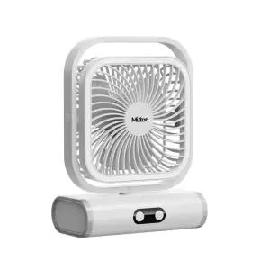 밀튼 회전형 라이트닝 데스크팬 탁상용 선풍기 USB 무선 저소음 미니팬 LED무드등