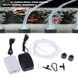 1PC USB 5V 1W 수족관 산소 공기 펌프 어항 미니 컴프레서 이중 배출구 체크 밸브 무소음 발생기 버블 에어