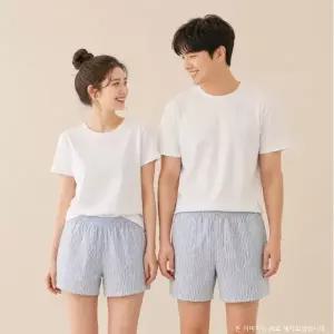 [롯데백화점]비비안 스트라이프와 잔잔한 꽃 프린트 커플 트렁크팬티 세트 TP4409 TP4409W