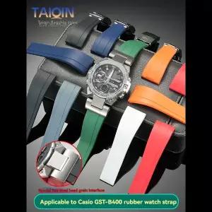 호환 카시오 G-SHOCK 5657 GST-B400D-1A GST-B400CD-1A3 고무 시계 밴드 남성용 팔찌 손목 밴드용 GST-B400